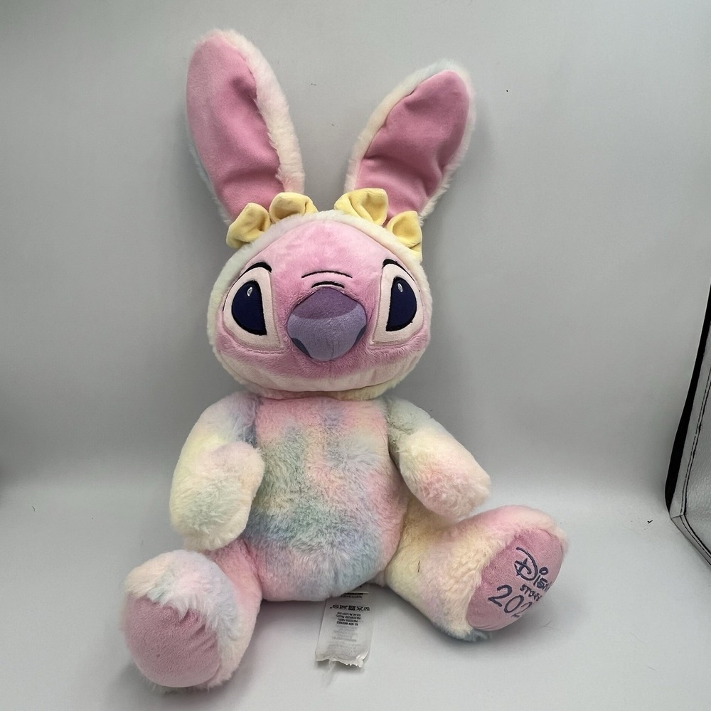Disney Store 2020 Lilo & Stitch Tie Dye Easter Bunny Angel Plush Stuffed Animal‎